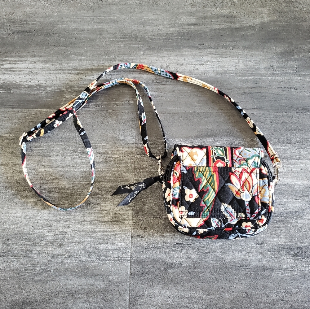 Black Red Tropical Vera Bradley Mini Crossbody - Picture 2 of 3